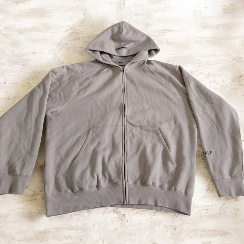 Fear Of God Essential Brown Classic Zip-Up Hoodie Size L - Picture 3 of 10